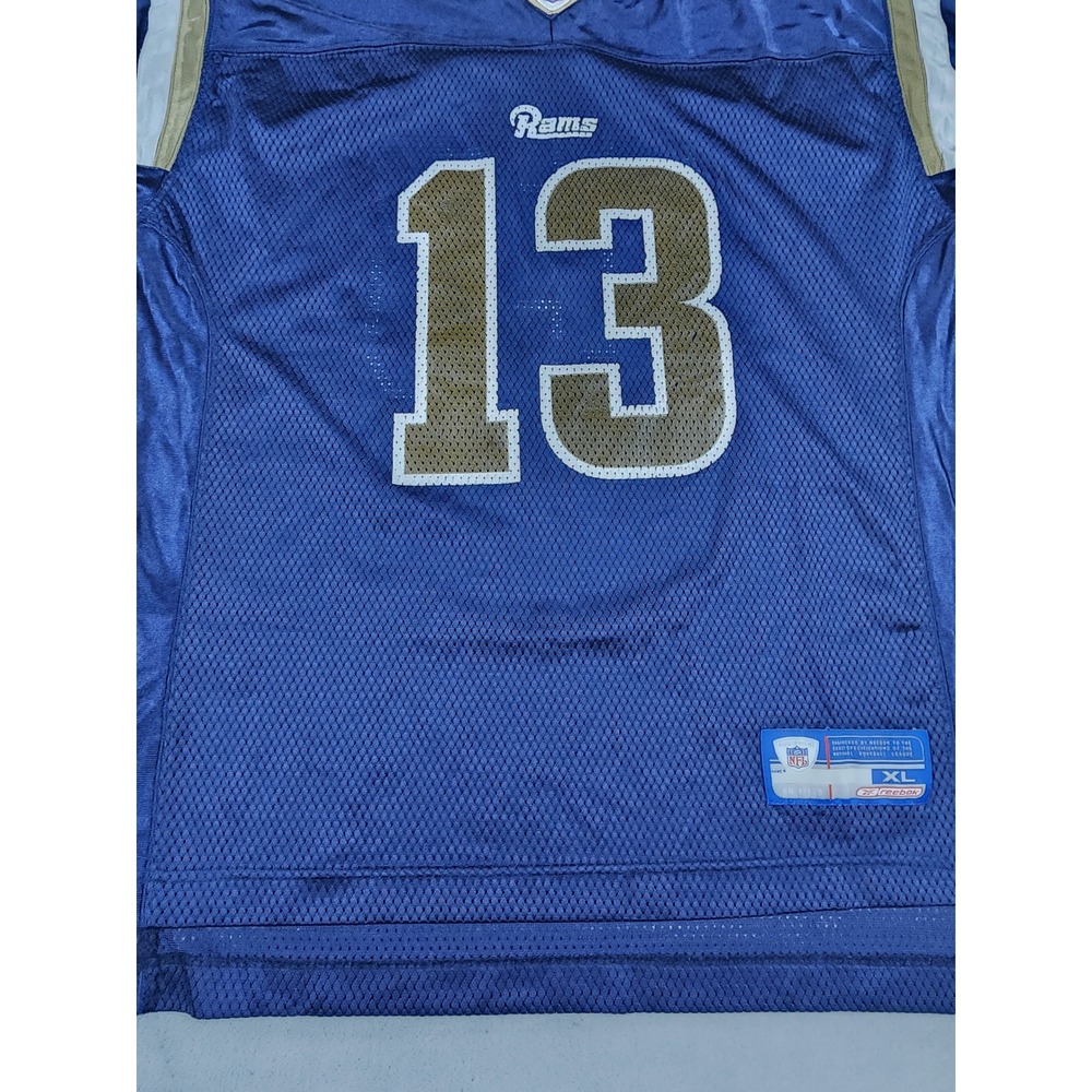 Vintage Reebok St Louis Rams Kurt Warner 13 Jersey Youth XL 18-20 NFL Y2K Navy - Picture 3 of 12